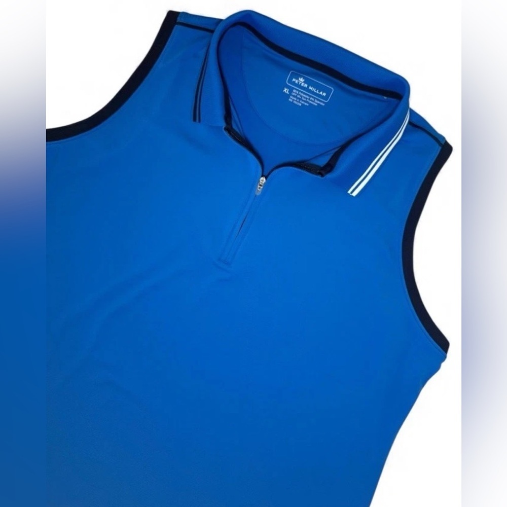 Peter Millar Women's 1/4 Zip Neck Sleeveless Polo Golf Shirt Sz XL UPF 50+ Logo - Picture 3 of 12